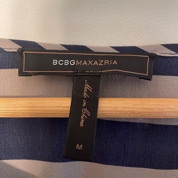 BCBGMaxAzria Giovanna Silk Striped Dress Medium - Picture 6 of 10